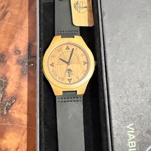 New in Box - Viable Harvest Wooden Watch with Black Strap